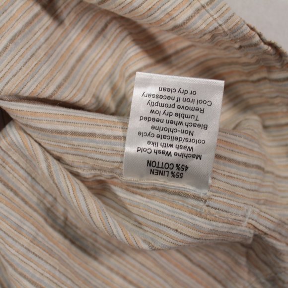 Joseph Abboud Shirt Men's XL Multicolor Short Sleeve Striped Linen - Picture 9 of 12